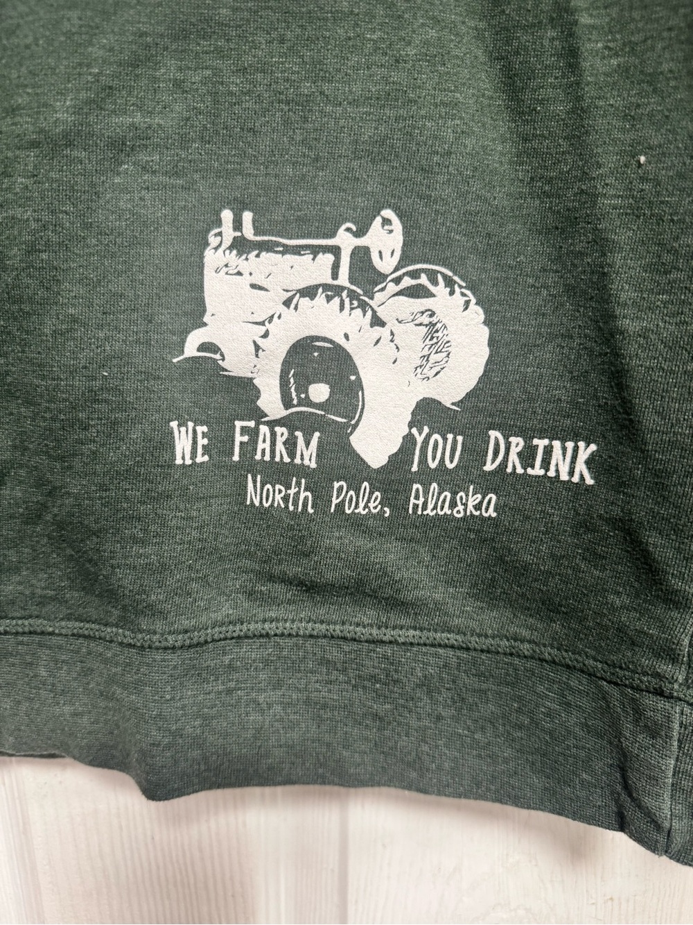 Arctic Harvest Forest Green Graphic Sweatshirt with White Print
